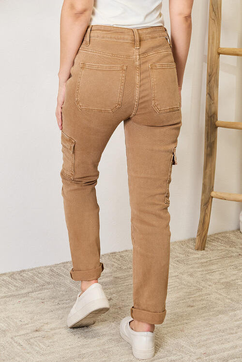 Tan Risen Full Size High Waist Straight Jeans with Pockets Denim