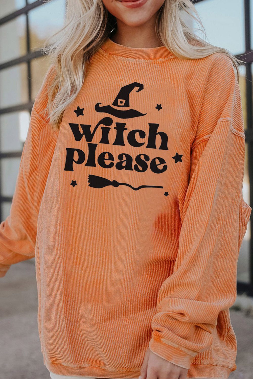Rosy Brown WITCH PLEASE Graphic Dropped Shoulder Sweatshirt