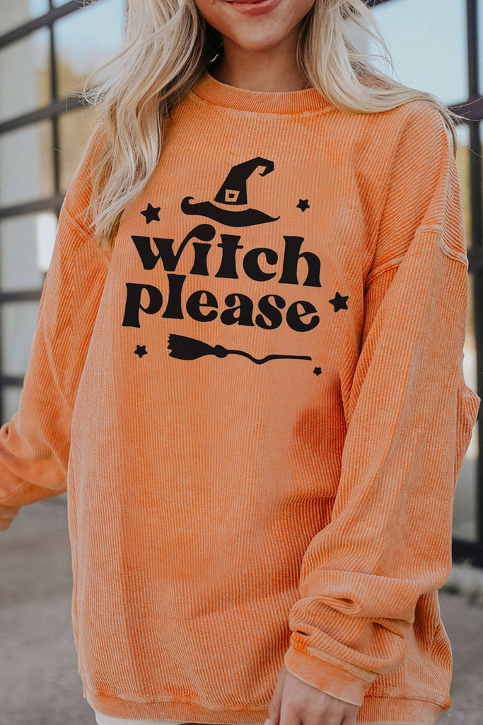 Rosy Brown WITCH PLEASE Graphic Dropped Shoulder Sweatshirt Clothing