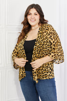 Dark Slate Gray Melody Wild Muse Full Size Animal Print Kimono in Brown Plus Size Clothes