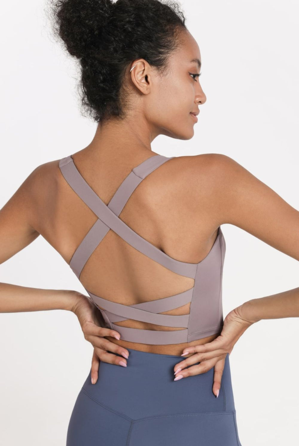 Light Gray Never Miss Crisscross Open Back Cropped Sports Cami activewear