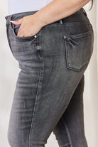 Dark Slate Gray Judy Blue Full Size High Waist Tummy Control Release Hem Skinny Jeans Plus Size Clothing