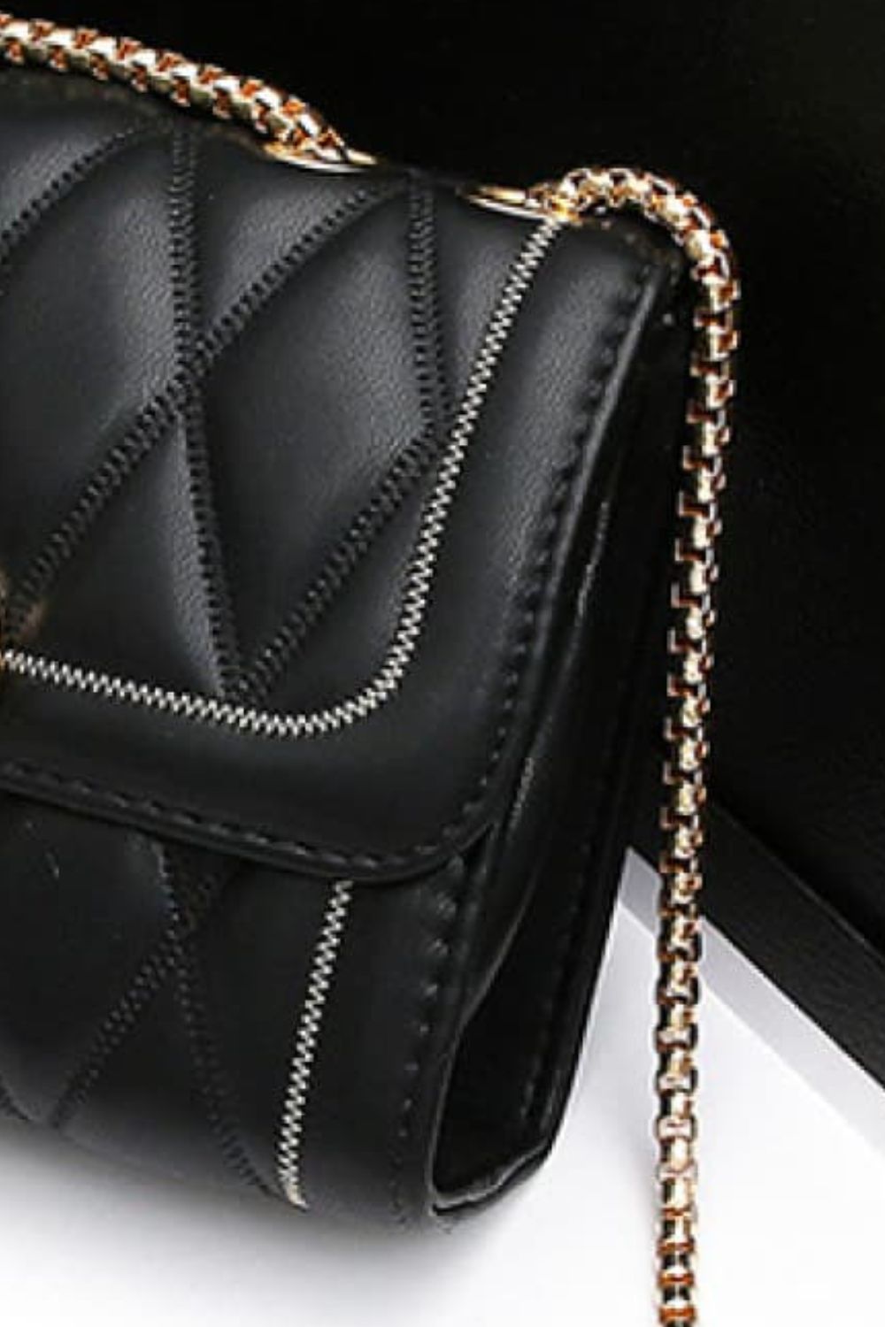 Black Her Style Heart Buckle PU Leather Crossbody Bag Handbags