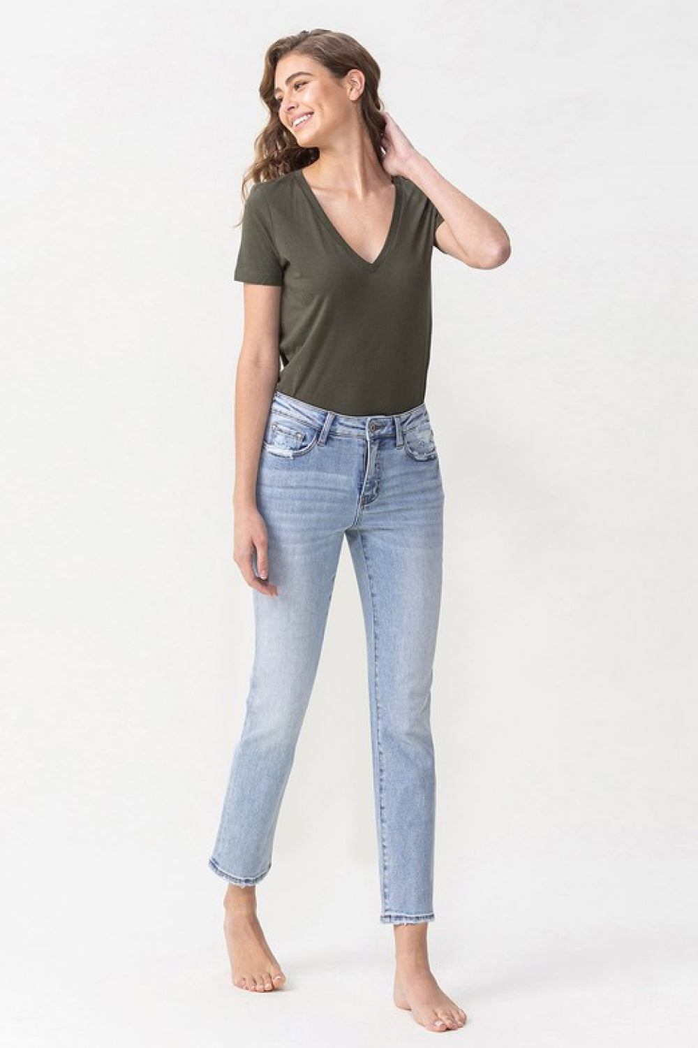 Lavender Lovervet Full Size Andrea Midrise Crop Straight Jeans Pants