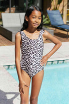 Gray Marina West Swim Float On Ruffled One-Piece in Cat Trends