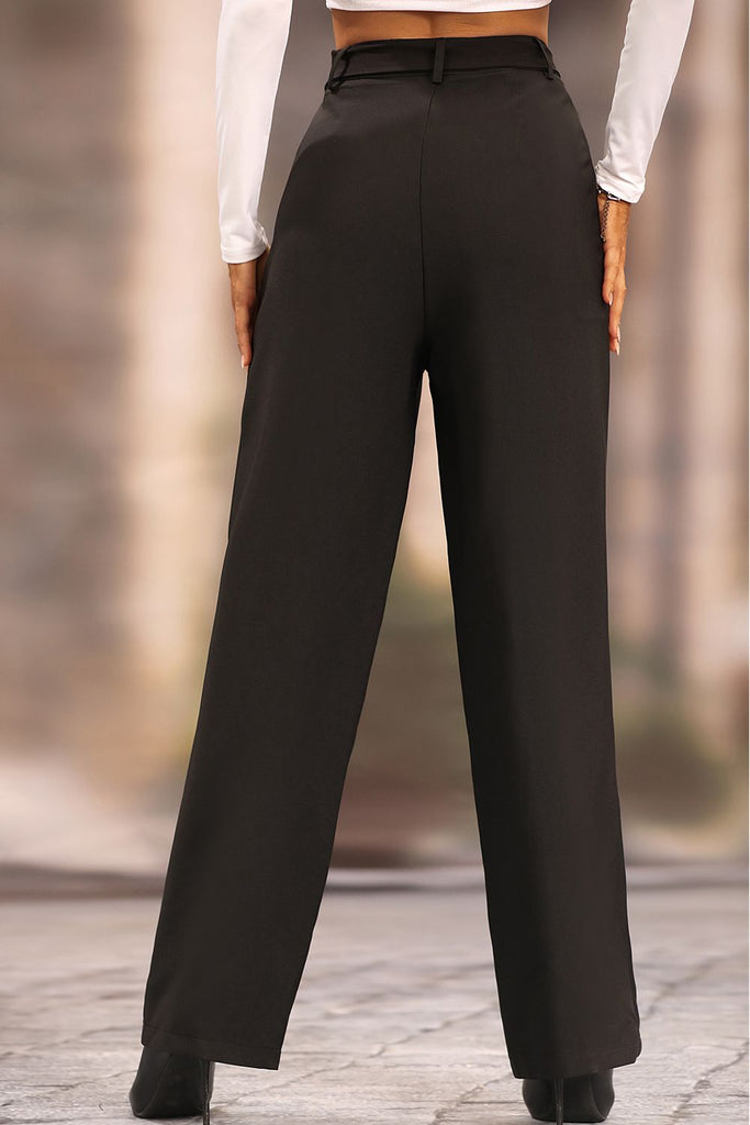 Rosy Brown Enchanted Elegance Long Loose Fit Straight Pants Pants