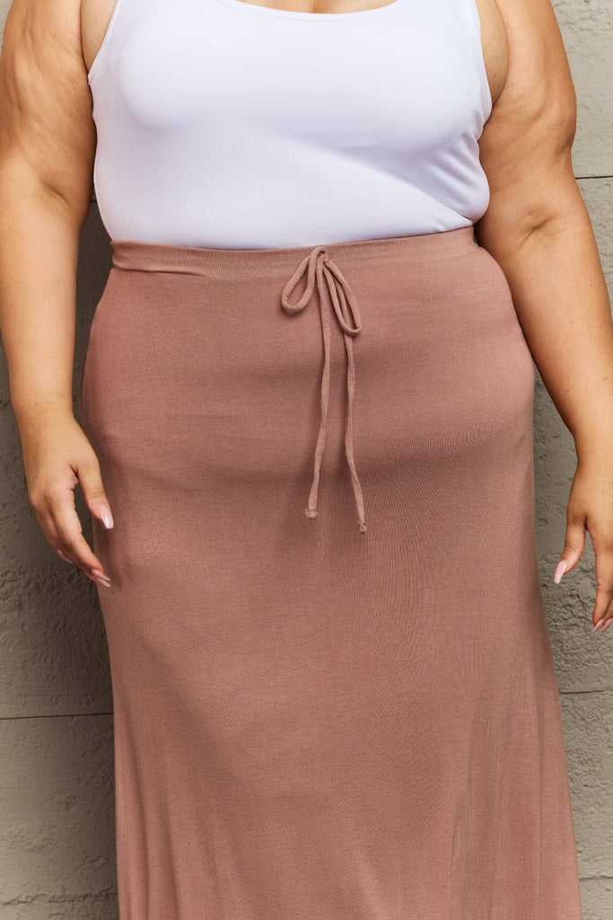 Rosy Brown Culture Code For The Day Full Size Flare Maxi Skirt in Chocolate Clothing