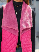 Pale Violet Red Open Front Collared Vest Winter Accessories