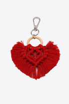 Firebrick Assorted 4-Pack Heart-Shaped Macrame Fringe Keychain Key Chains