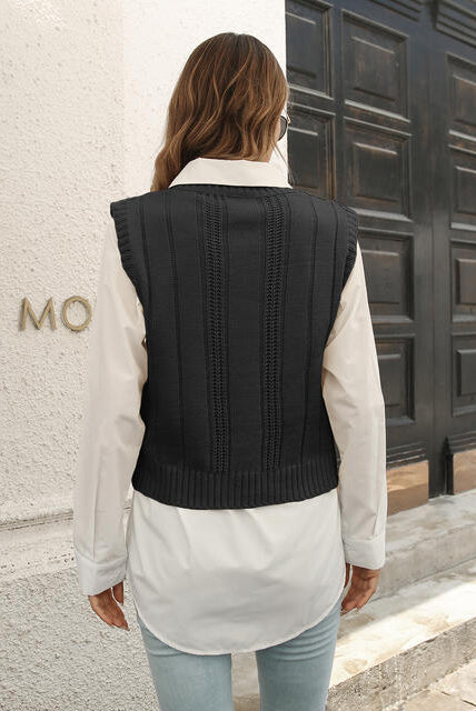 Dark Slate Gray Urban Style V-Neck Sweater Vest Winter Accessories