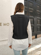 Dark Slate Gray Urban Style V-Neck Sweater Vest Winter Accessories