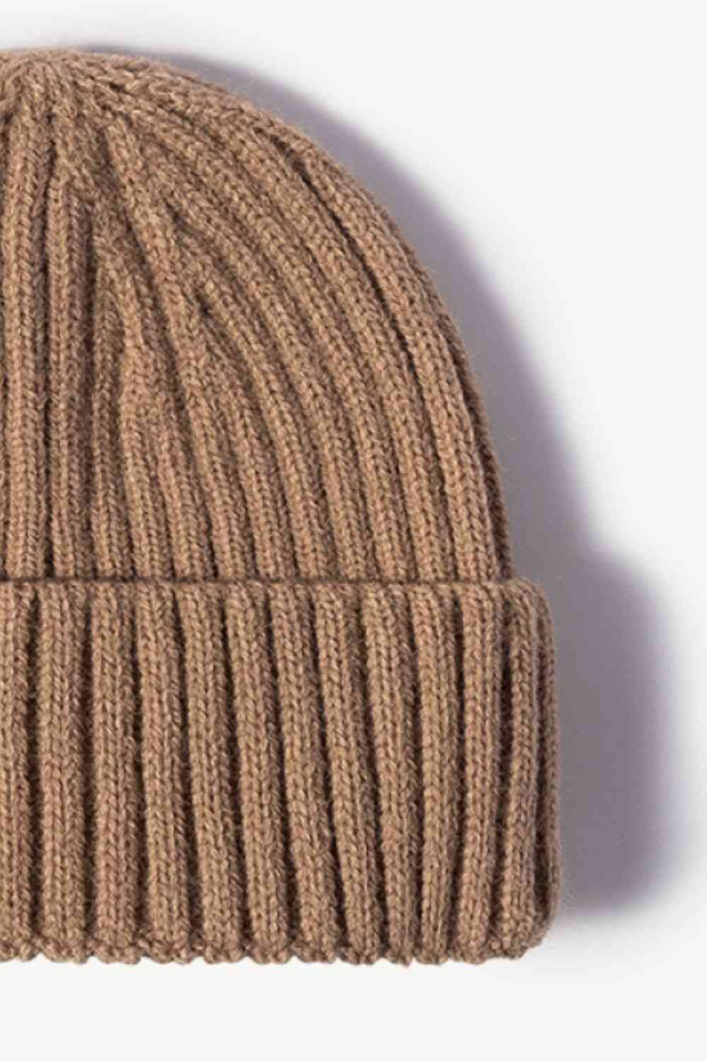 Rosy Brown Rib-Knit Cuff Beanie Winter Accessories