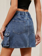 Dark Slate Gray High Waist Denim Skirt Denim