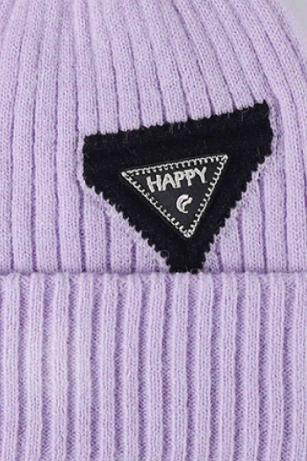 Gray HAPPY Contrast Beanie Winter Accessories