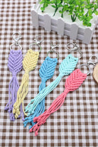 Gray Assorted 4-Pack Handmade Fringe Keychain Key Chains