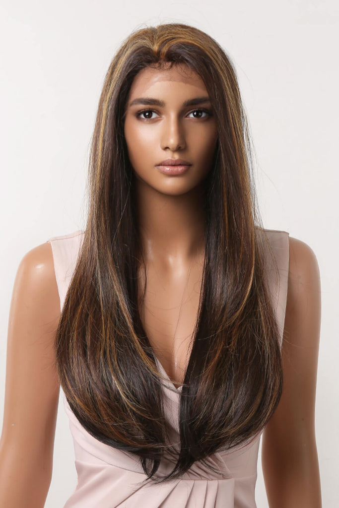 Dark Slate Gray Bliss 13*2" Lace Front Wigs Synthetic Long Straight 26" 150% Density- Brunette Wigs