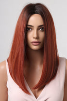 Light Gray Hocus Pocus 13*2" Full-Machine Wigs Synthetic Mid-Length Straight 27"- Red Ombre Wigs