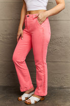 Dim Gray RISEN Kenya Full Size High Waist Side Twill Straight Jeans Clothing