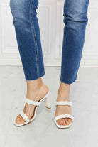 Light Gray MMShoes In Love Double Braided Block Heel Sandal in White Shoes