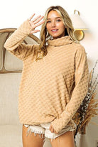 Tan BiBi Checkered Round Neck Thumbhole Long Sleeve Top Capsule