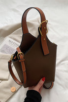Light Gray Fashion PU Leather Bucket Bag Handbags