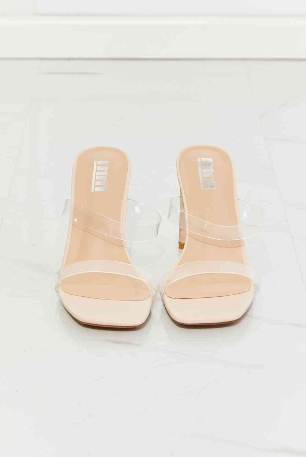 Antique White MMShoes Walking On Air Transparent Double Band Heeled Sandal Shoes
