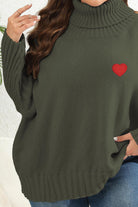 Dark Slate Gray Plus Size Turtle Neck Long Sleeve Sweater Clothing