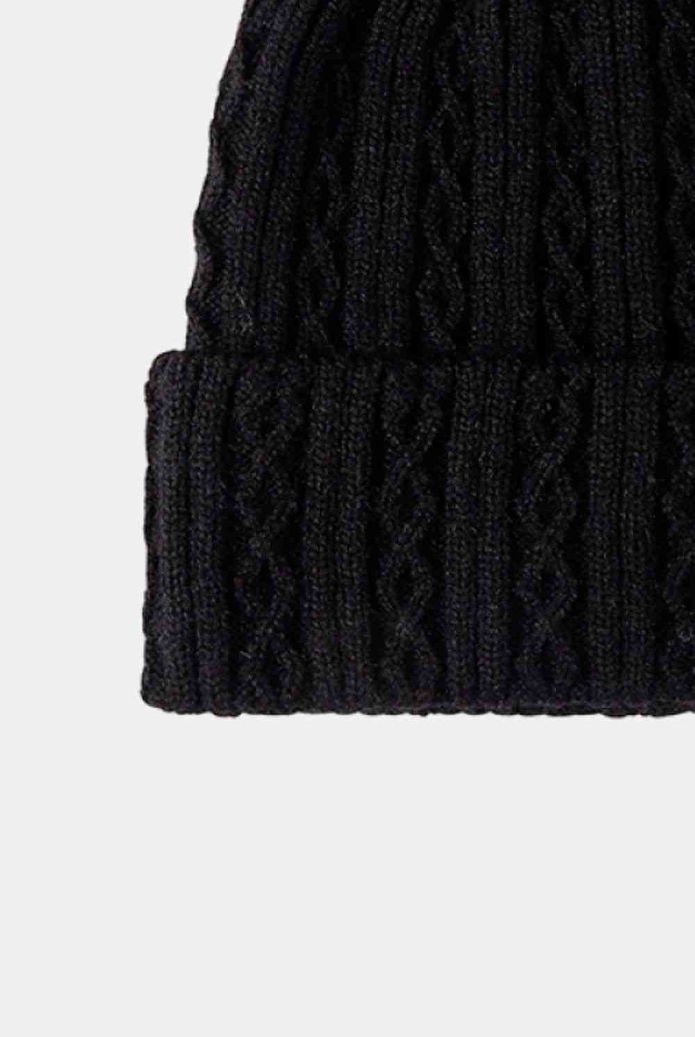 Black Mixed Knit Cuff Beanie VEST