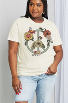 Light Gray Simply Love Full Size Flower Graphic Cotton Tee Tops