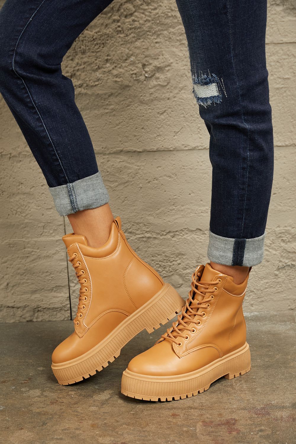 Rosy Brown East Lion Corp Platform Combat Boots Clothing