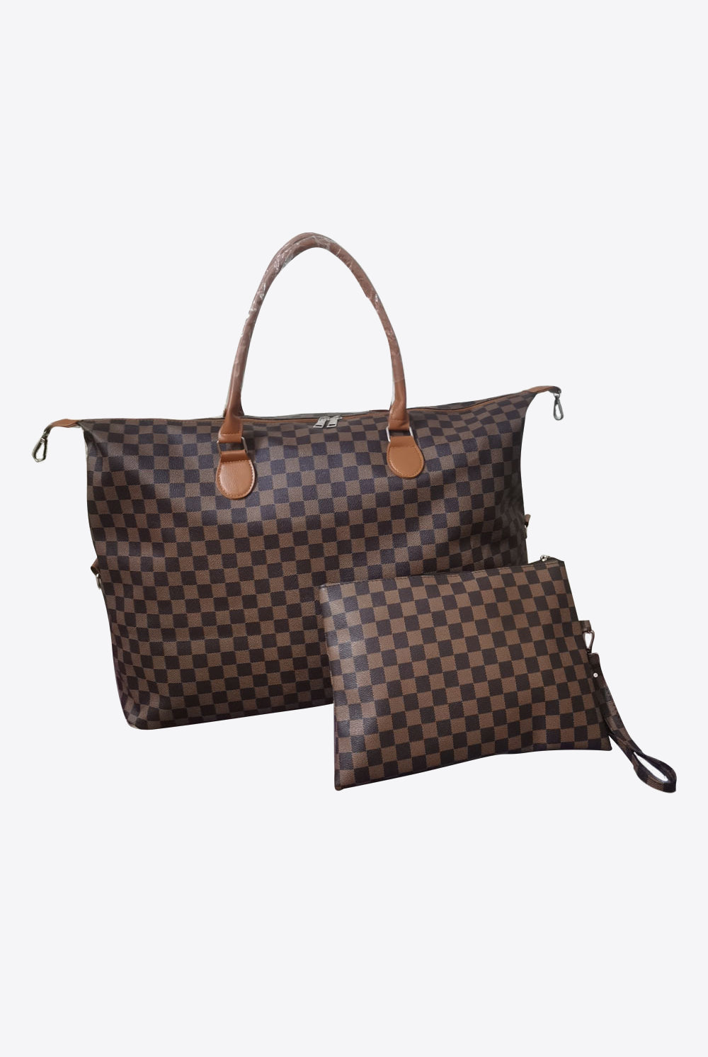 Dark Slate Gray Checkered Two-Piece Bag Set Handbags