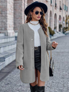 Light Slate Gray Snap Down Drop Shoulder Coat