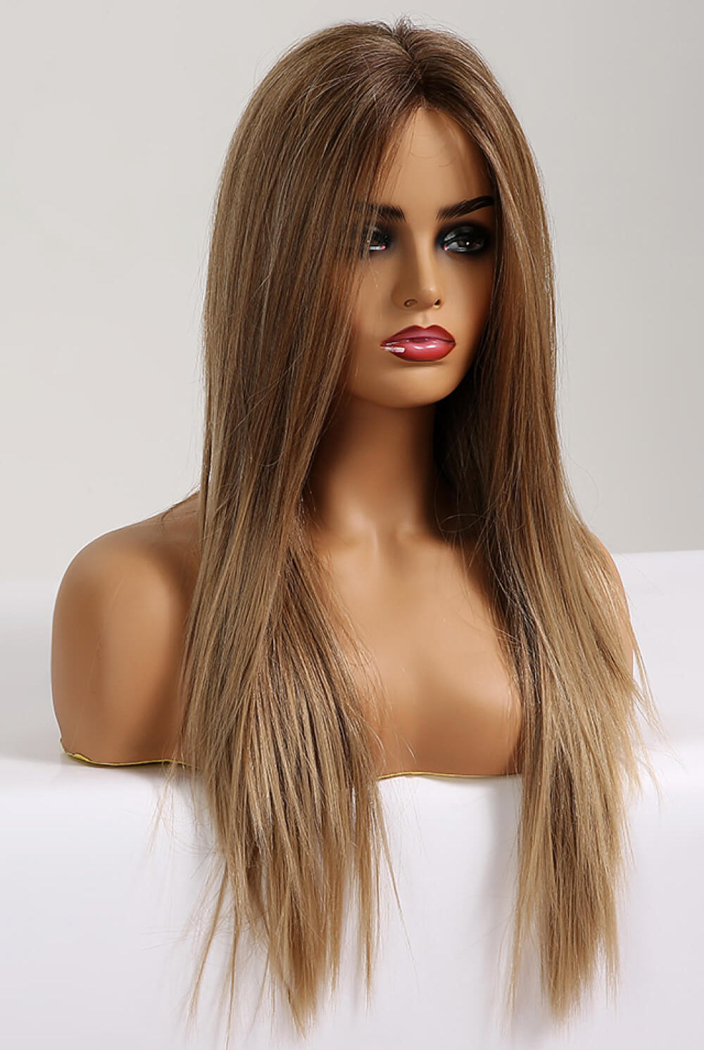 Light Gray Your Own Type 13*2" Lace Front Wigs Synthetic Long Straight 26'' 150% Density- Brunette Wigs