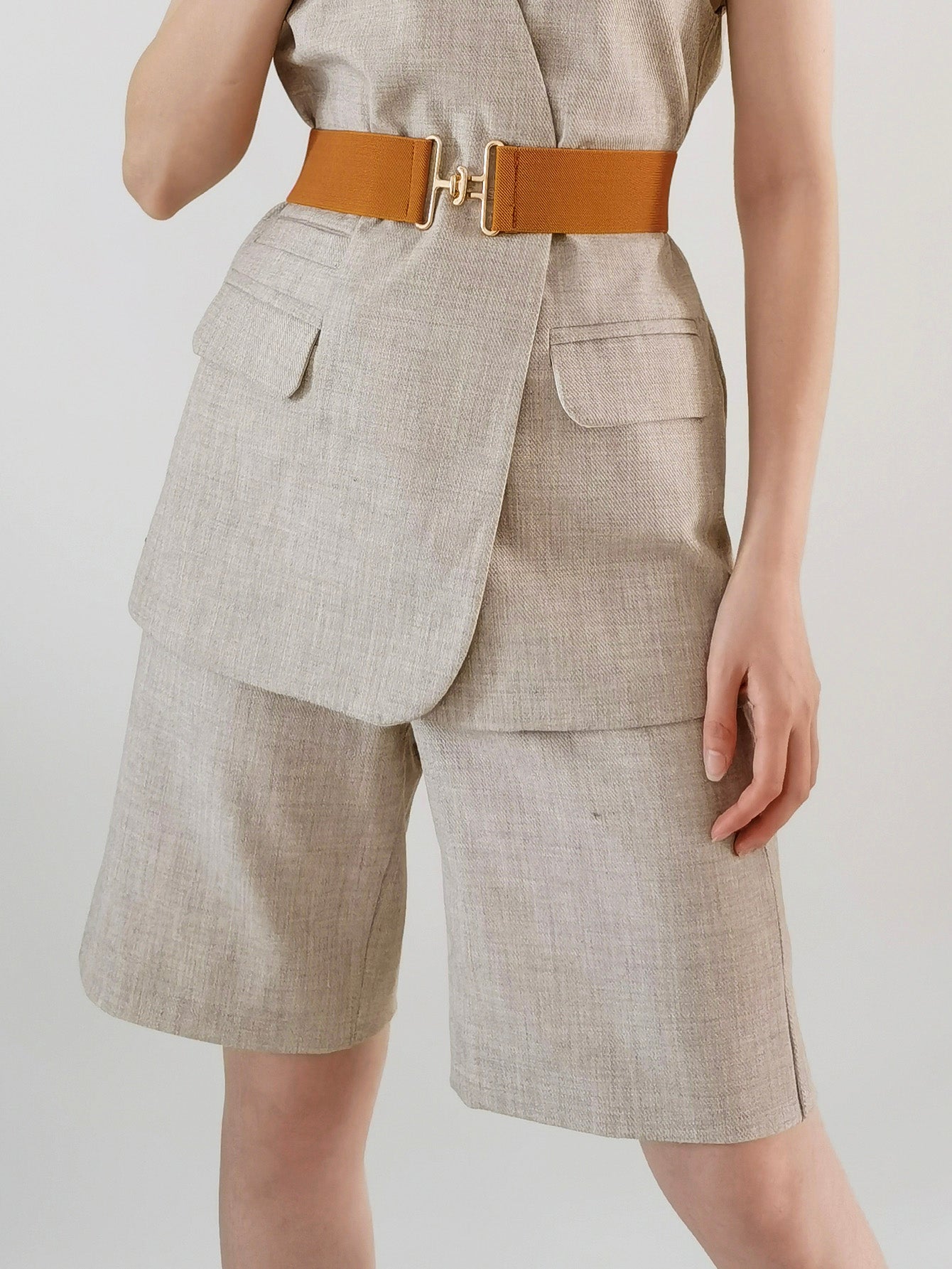 Gray Timeless Classic Elastic Wide Belt Belts