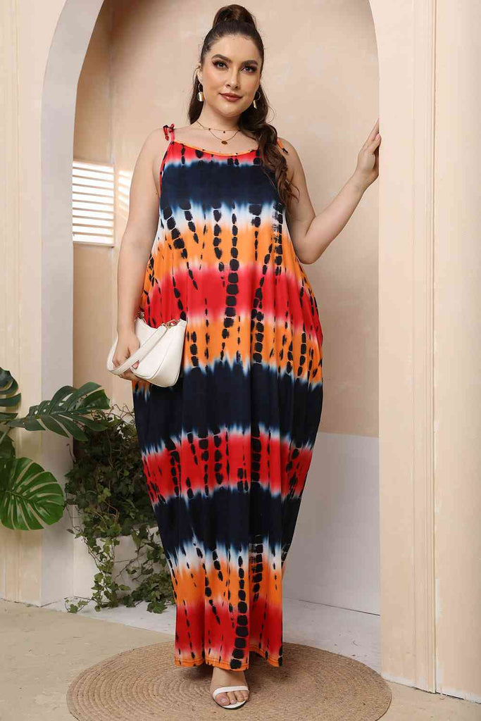Gray Plus Size Tie-Shoulder Maxi Dress Plus Size Clothes