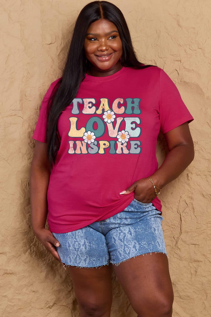 Rosy Brown TEACH LOVE INSPIRE Graphic Cotton T-Shirt Graphic Tees