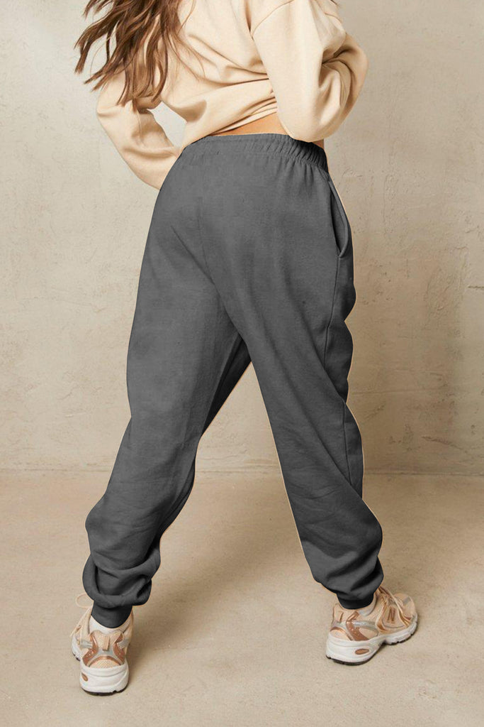 Tan Simply Love Simply Love Full Size Drawstring Heart Graphic Long Sweatpants Sweatpants