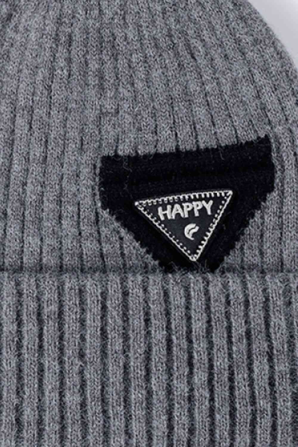 Dim Gray HAPPY Contrast Beanie Winter Accessories