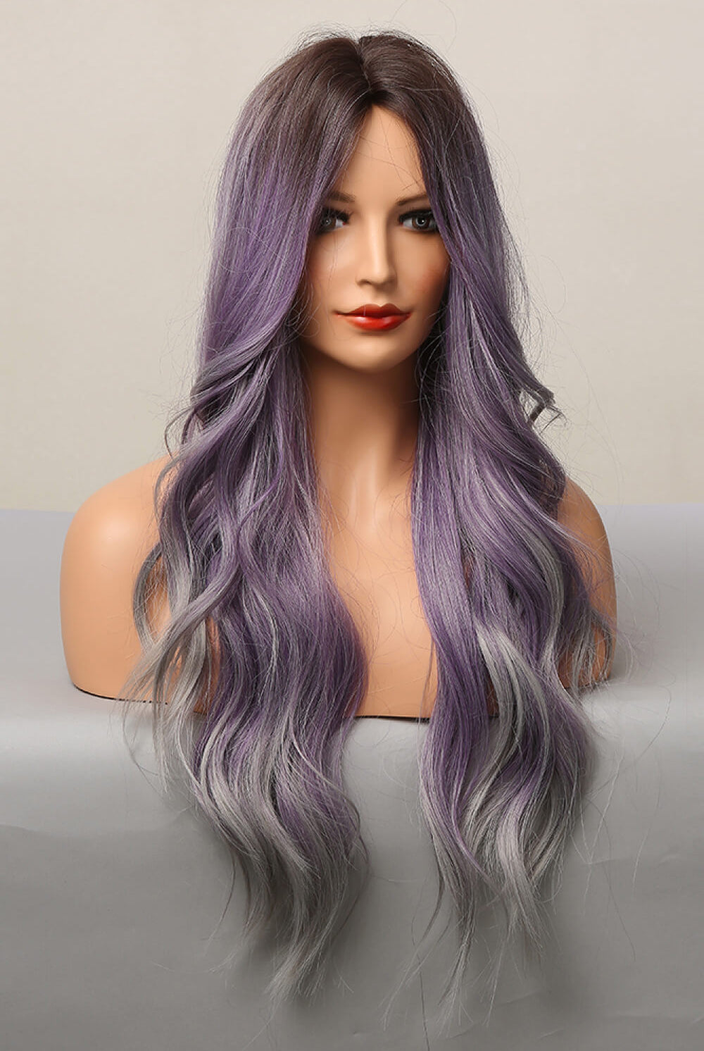 Dark Gray Elegant Wave Full Machine Synthetic Wigs in Purple 26'' Wigs