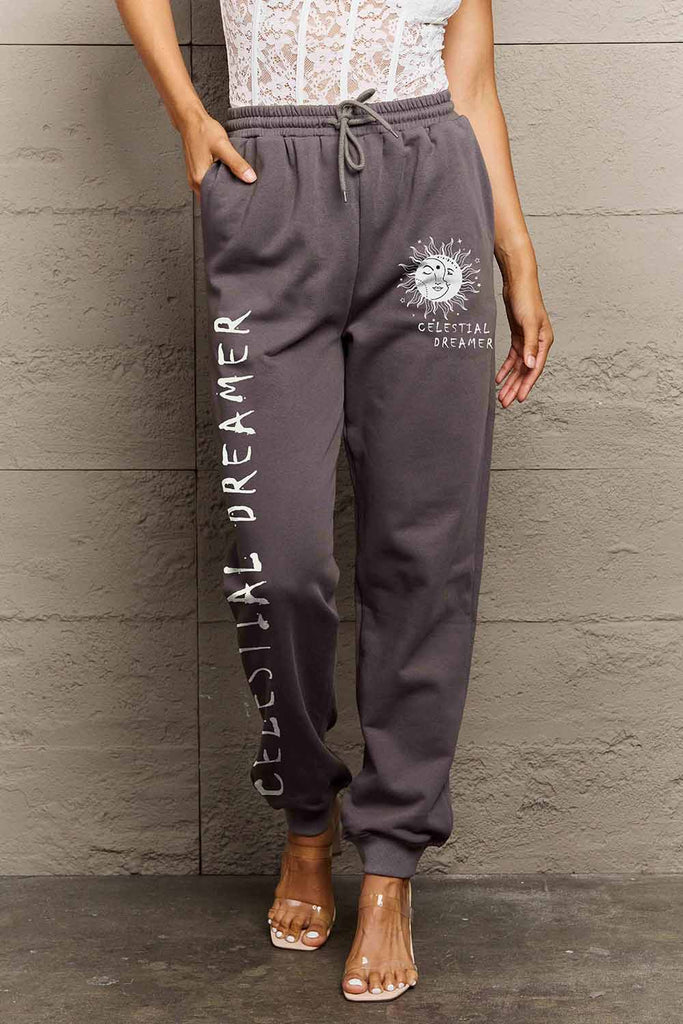 Dim Gray Simply Love Full Size CELESTIAL DREAMER Graphic Sweatpants Sweatpants