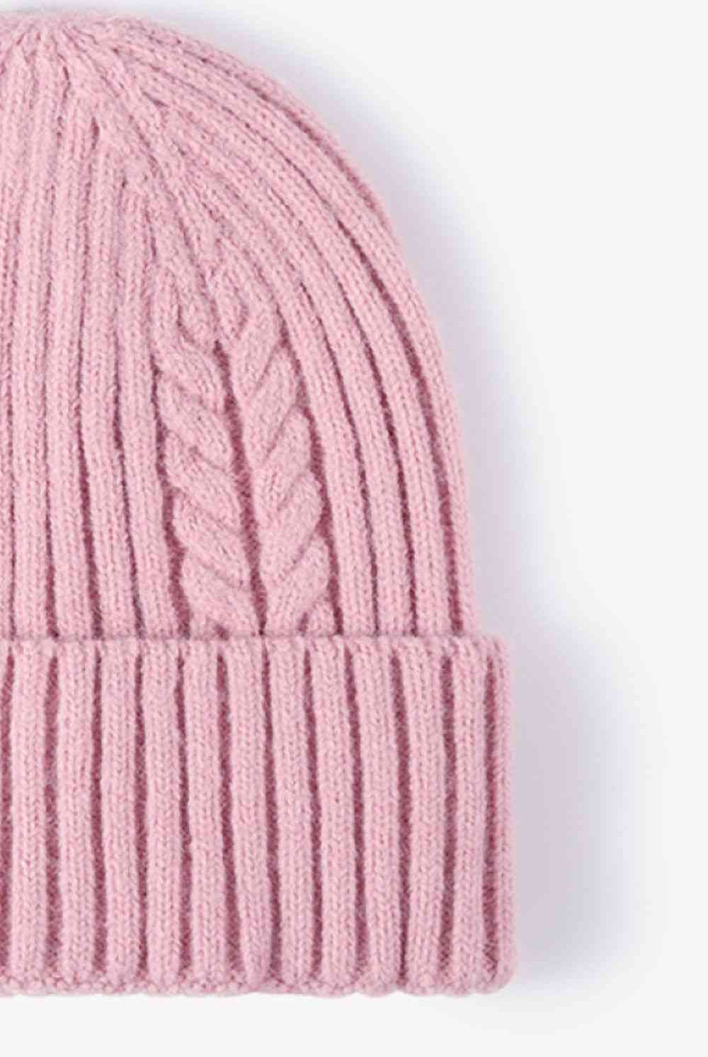 Light Gray Cable-Knit Cuff Beanie Winter Accessories