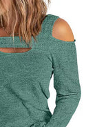 Dim Gray Full Size Cutout Cold Shoulder Blouse Plus Size Clothes