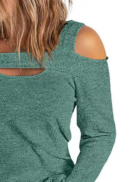 Dim Gray Full Size Cutout Cold Shoulder Blouse Plus Size Clothes