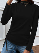 Gray Mock Neck Long Sleeve Knit Top Clothing