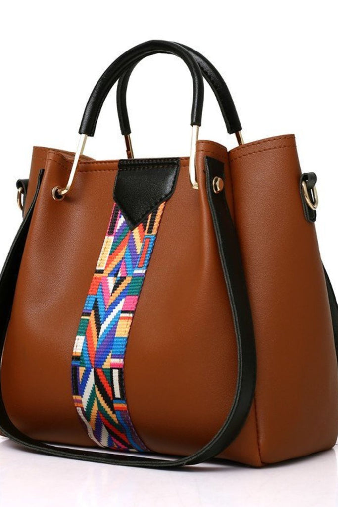 Saddle Brown Fit Check 4-Piece PU Leather Bag Set Handbags