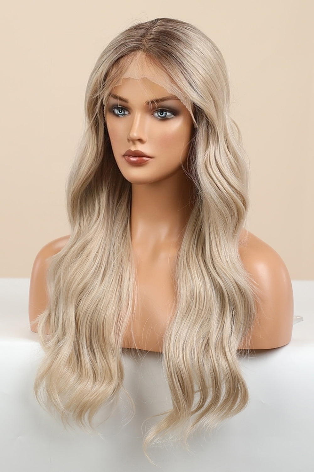 Gray Late Night 13*2" Wave Lace Front Synthetic Wigs in Gold 26" Long 150% Density- Blonde Wigs