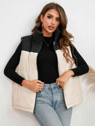 Black Two-Tone Zip-Up Vest Winter Accessories