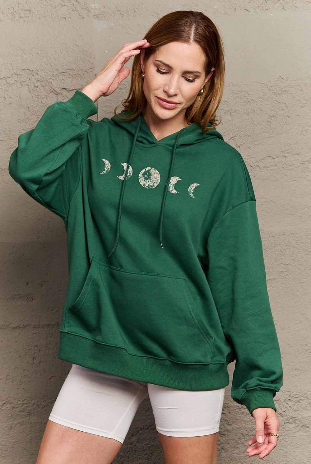 Tan Simply Love Simply Love Full Size Dropped Shoulder Lunar Phase Graphic Hoodie Sweatshirts