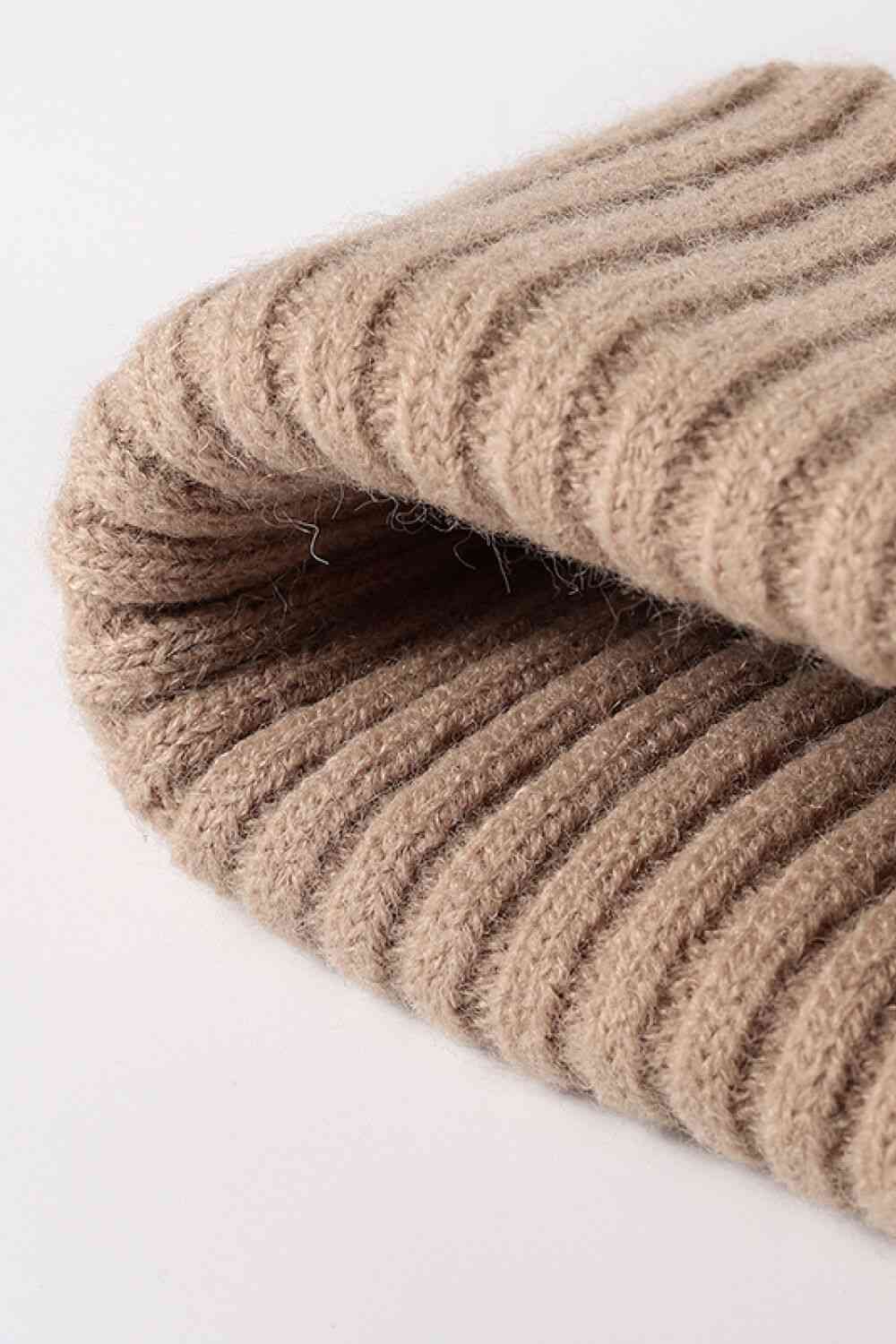 Light Gray HAPPY Contrast Beanie Winter Accessories