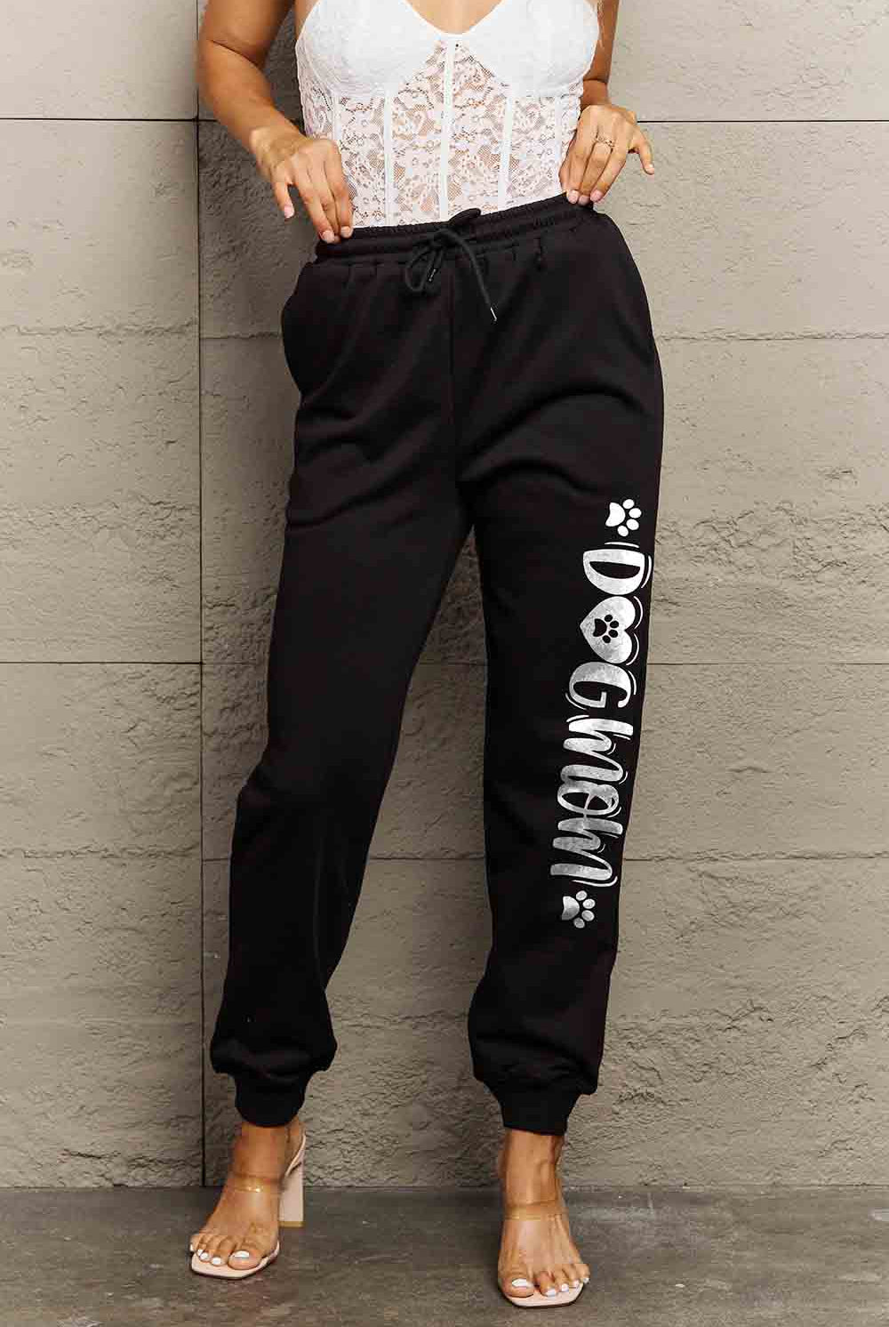 Rosy Brown Simply Love Simply Love Full Size Drawstring DOG MAMA Graphic Long Sweatpants Sweatpants